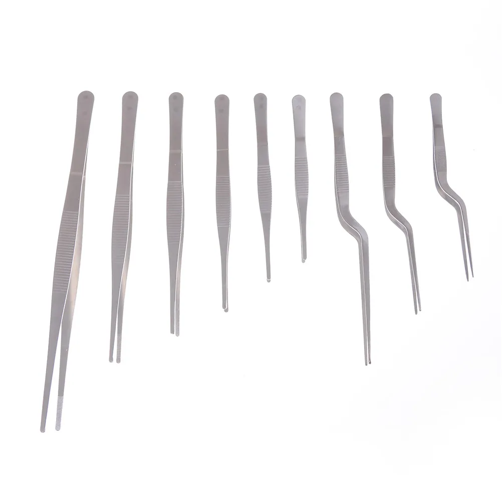 12.5cm 14cm 16cm 18cm 20cm 25cm  Silver Stainless Steel Tweezers Forceps Straight Tip Tweezer Tool