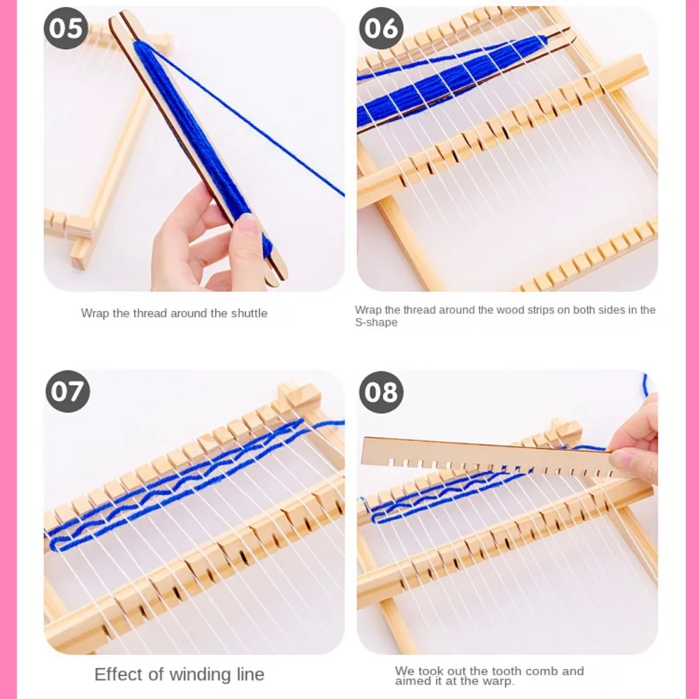 Creative DIY Weaving Loom Mini Handmade Yarn Weaving Loom Frame Kit Knitting Machine Woven Set Wooden Spinning Wheel Kids