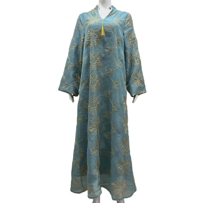 Eid Satin Dress for Women Abaya Diamond Tassel Nesh Vestidos Largos Ramadan Muslim Party Long Dress Dubai Robe Jalabiya 2026