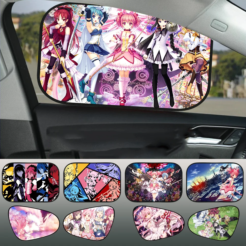 MAGICAL GIRL MADOKA Anime Sun Shade Cover For Car Side Window Electrostatic Curtains Sun Protection For Baby 99.9% UV Blocker