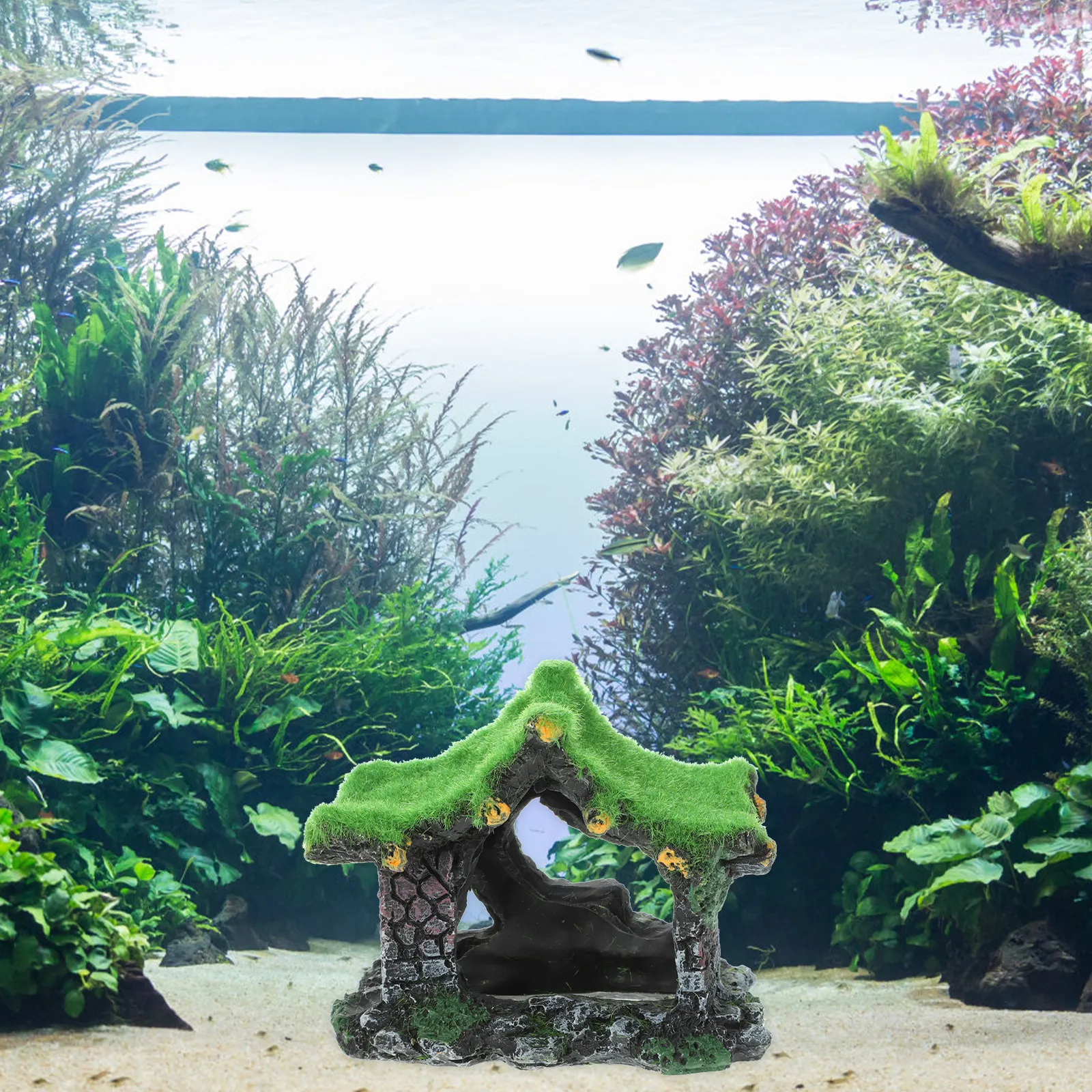 Resin Aquarium Ornament Fish Tank Decoration Hiding Shelter Cave Craft for Fish Reptiles Enhances Visual Appeal Adds Natural