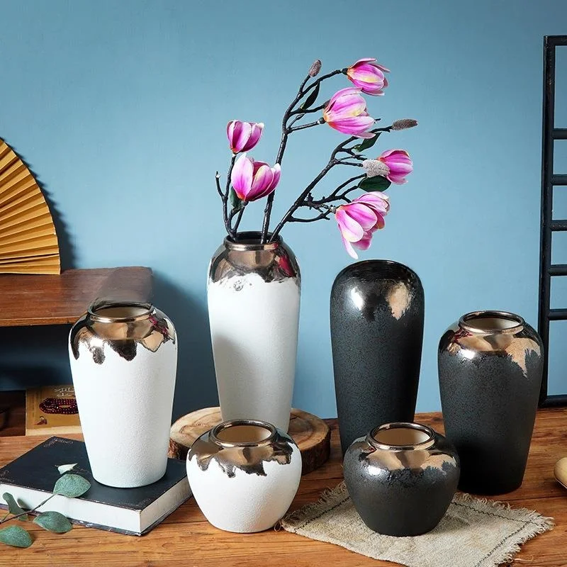 

New Chinese Style Ceramic Flower Vase Retro Home Decoration Living Room Desktop Flower Arrangement Soft Luxury Flower Bottle