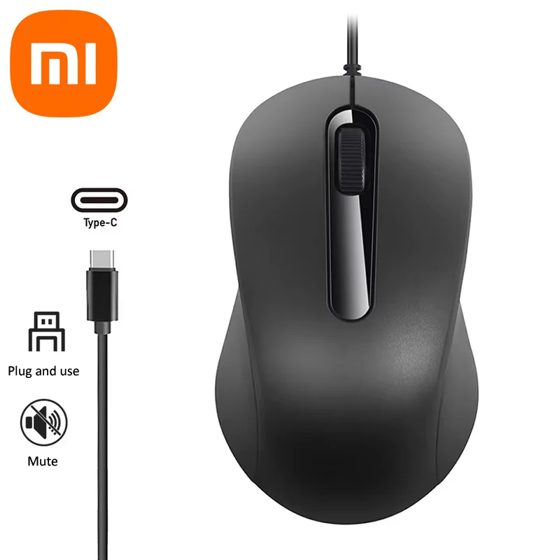 

Xiaomi Type-C Wired Mouse Usb-C Notebook Tablet Phone Mouse 1000 DPI Ergonomic Design Computer Mouse With Wire Office Household