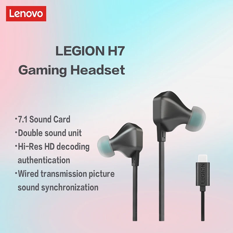 Lenovo Legion H7 Gaming Headset HIFI Headset 7.1 Sound Card Listen to The Voice Position Wired Transmission 0 Delay Double Sound