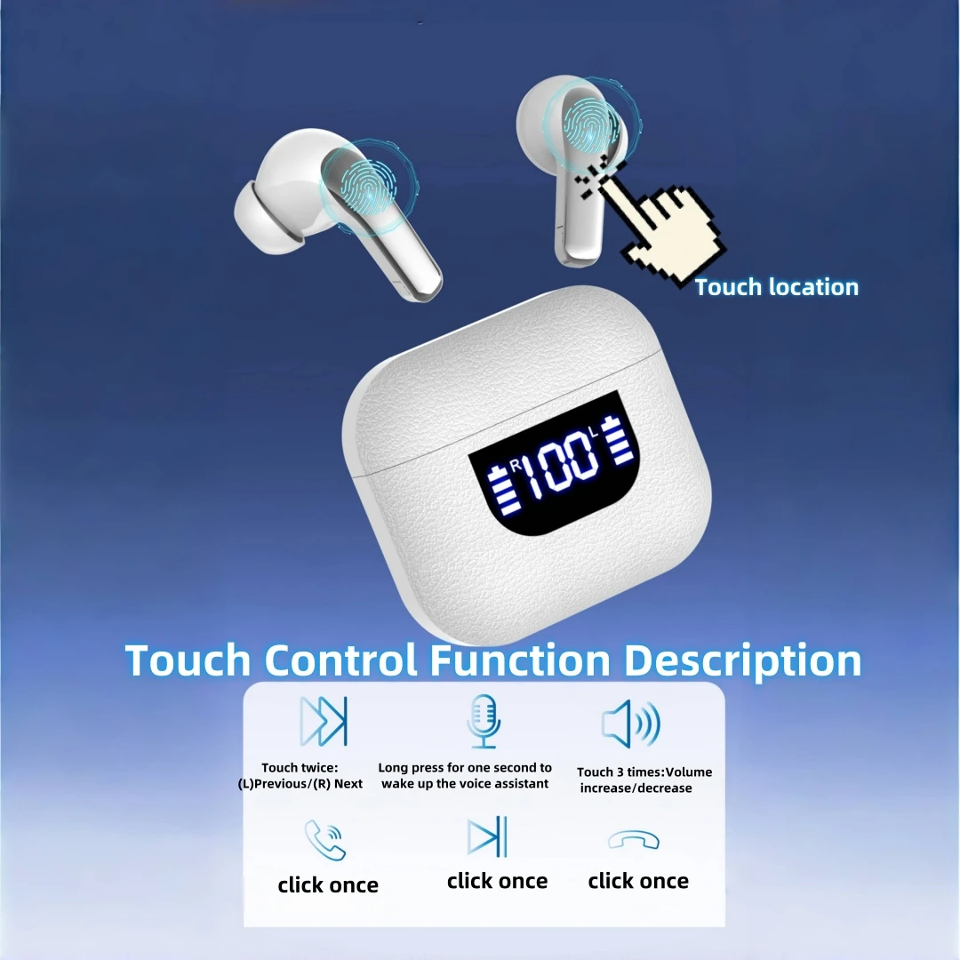 سماعات أذن لاسلكية حقيقية 60 ساعة تشغيل وسادات أذن مع علبة شحن لاسلكية داخل الأذن مع ميكروفون #3