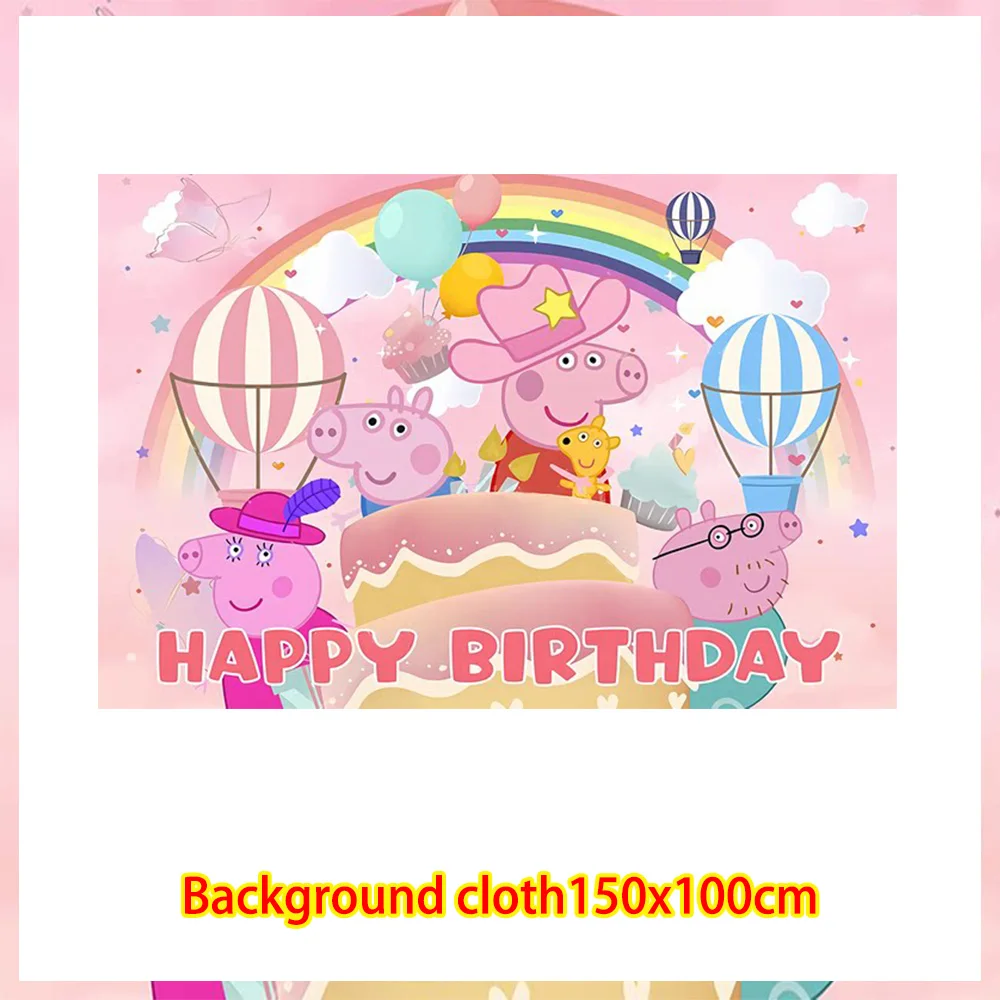 Cartoon Rosa Peppa Pig Geburtstagsparty Dekorations-Set George Pig Partyzubehör Teller Kindergeburtstag Geschenke Babyparty – Detail 35