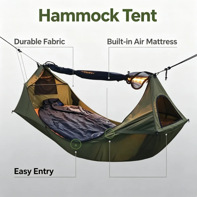 For Outdoor Camping with Air Mattress Mosquito Net and Awning Waterproof Outdoor Indoor Fitness New Design Garden Swing Hammock