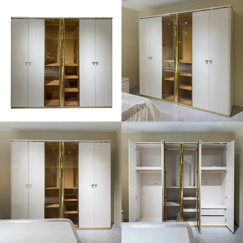 For Modern 6 Door Large Wardrobe Closet Luxury Wooden Storage Organizer Bedroom Furniture Home Organization System