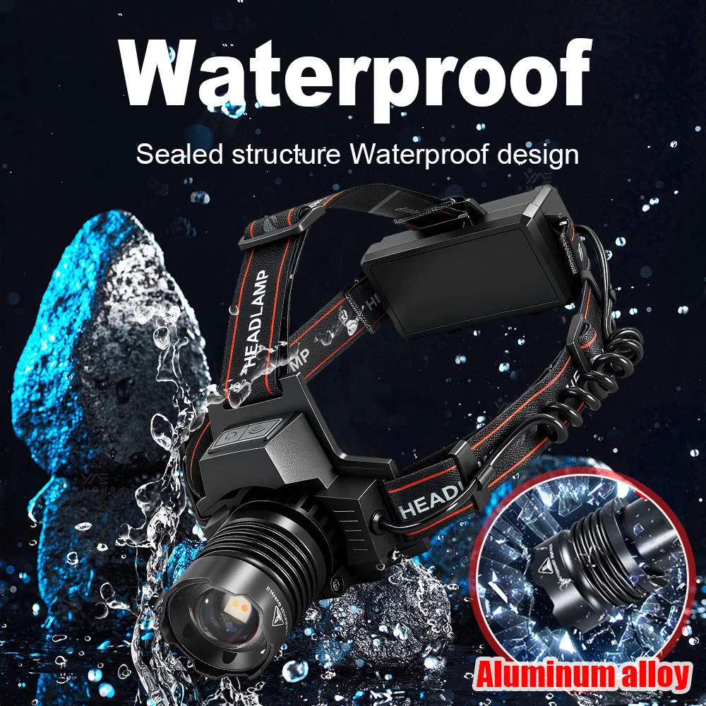Potente linterna frontal LED superbrillante, linternas de cabeza recargables 18650, lámpara de cabeza de alta potencia, luz Led de cabeza impermeable