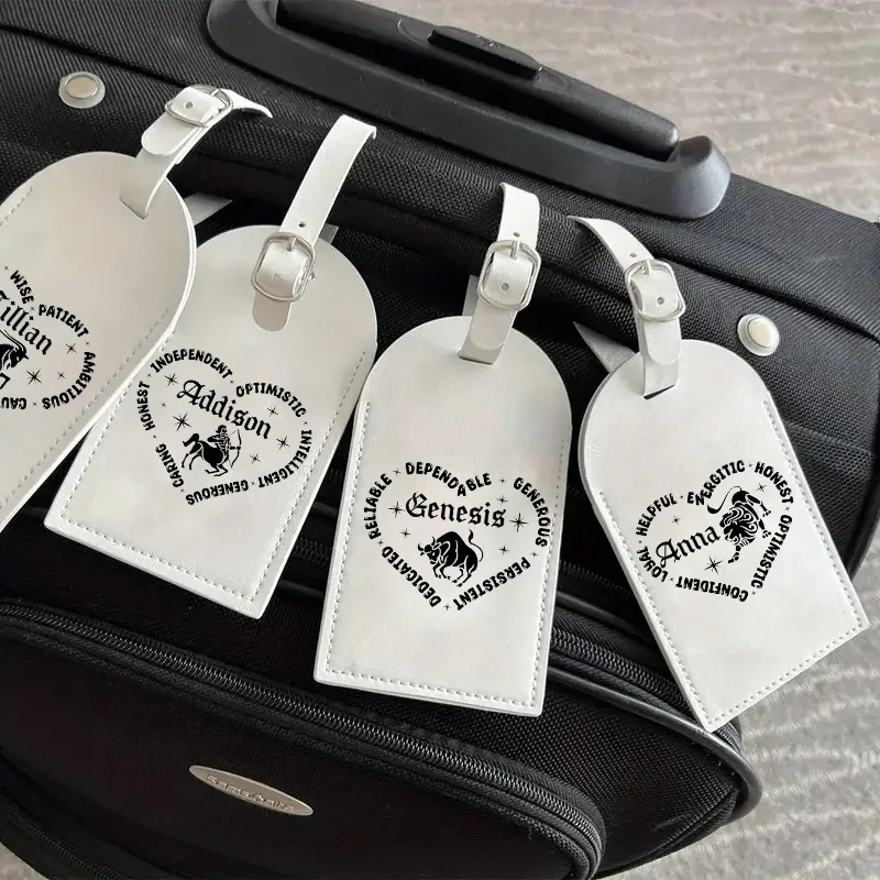 Personalized Constellation Luggage Tags Customized Name Labels with Zodiac Signs Black Ideal for Travel Accessories Travel