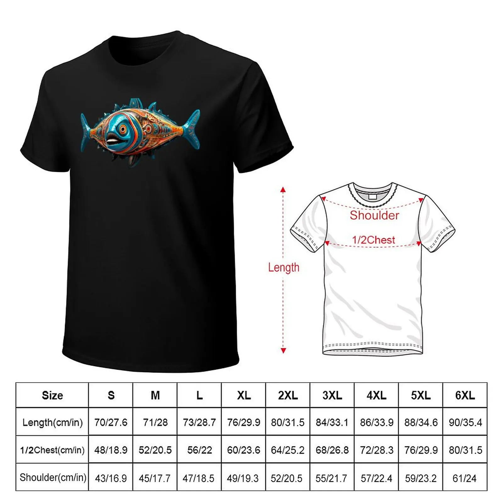 very strange fish in patterns T-shirt sweat anime clothes tops t shirt for men