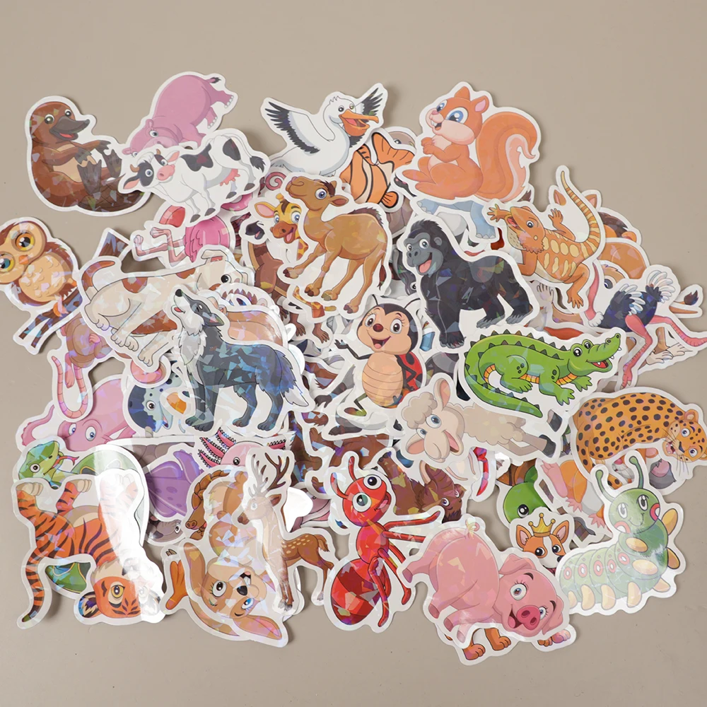 100Pcs/bag Cartoon Wild Animal Sticker Marine Animals Luggage Graffiti Stickers for Kids Birthday Party Favors Pinata Fillers