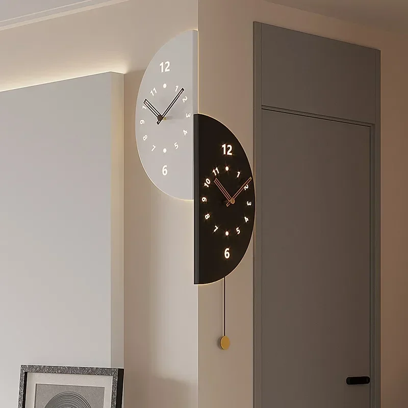 New modern corner double-sided wall clock simple living room home corner silent clock restaurant clock wall watch