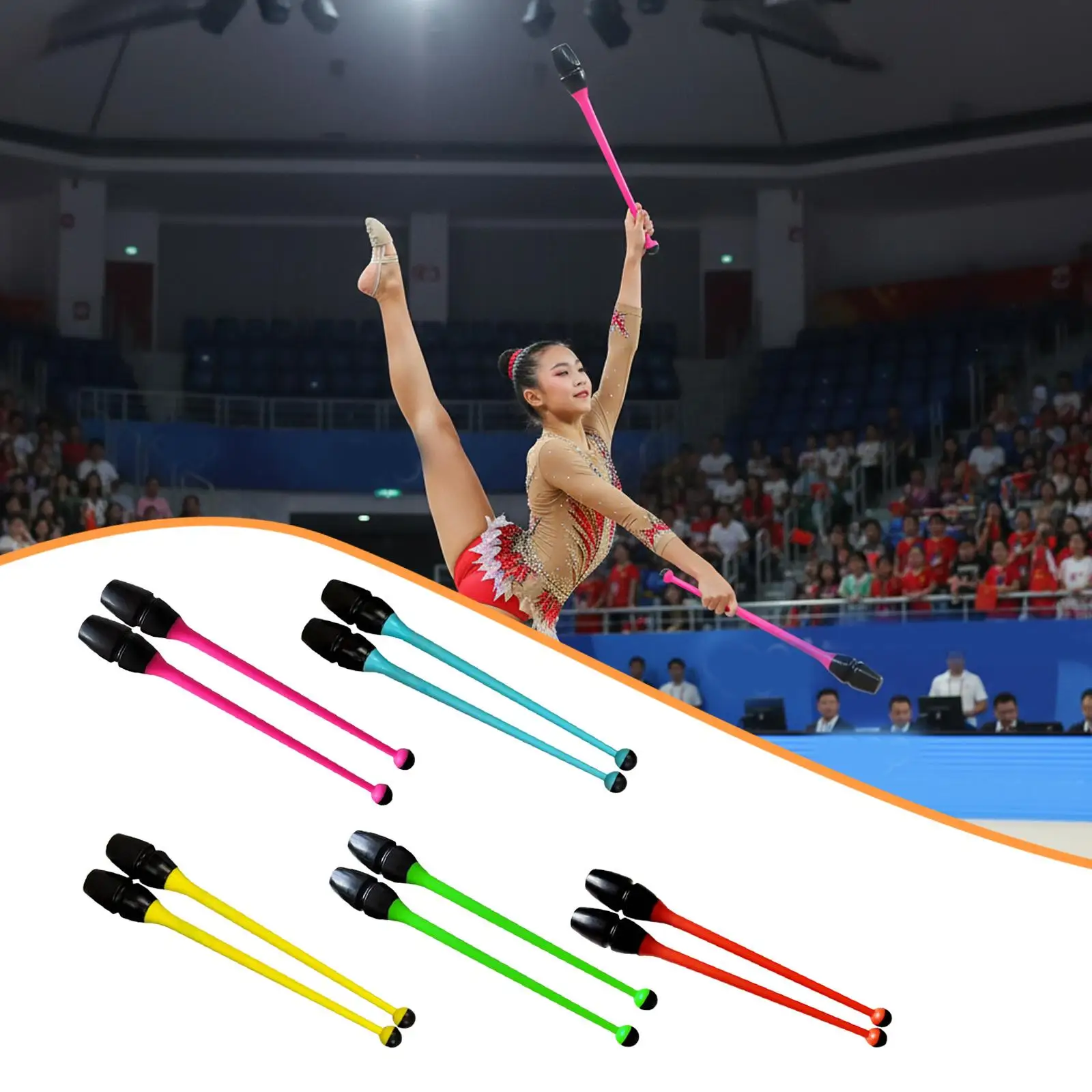 2 piezas de palos de gimnasia para palos, ejercicio de baile, para niños y adultos, longitud de 14,17 ", equipo de entrenamiento rítmico de goma, accesorios de Fitness