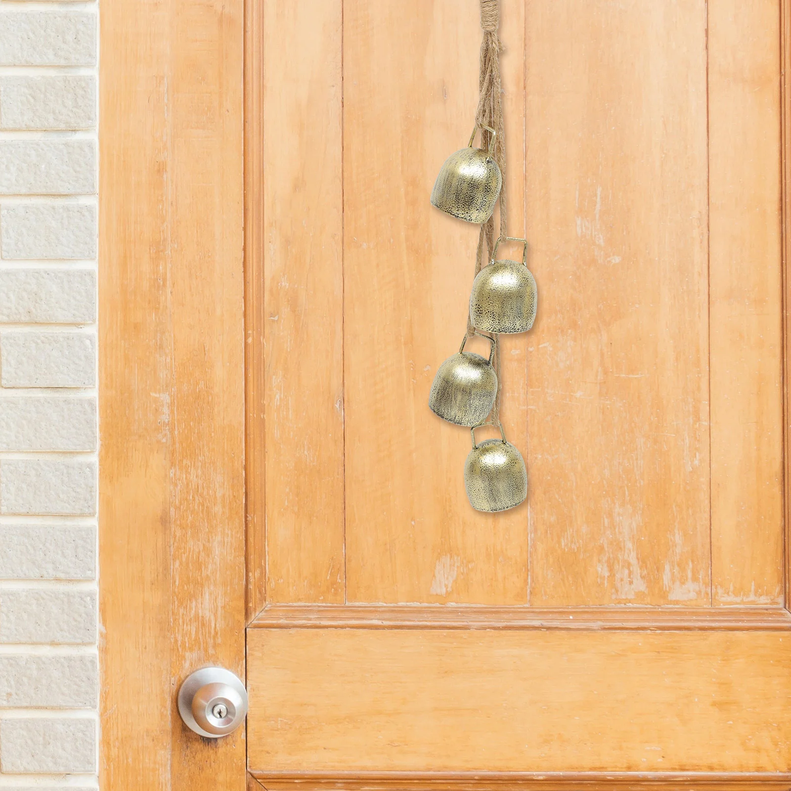 Cow Bell Hanging Vintage Bells for Xmas Decorations Ring Chime with Rope Rustic Rural Christmas