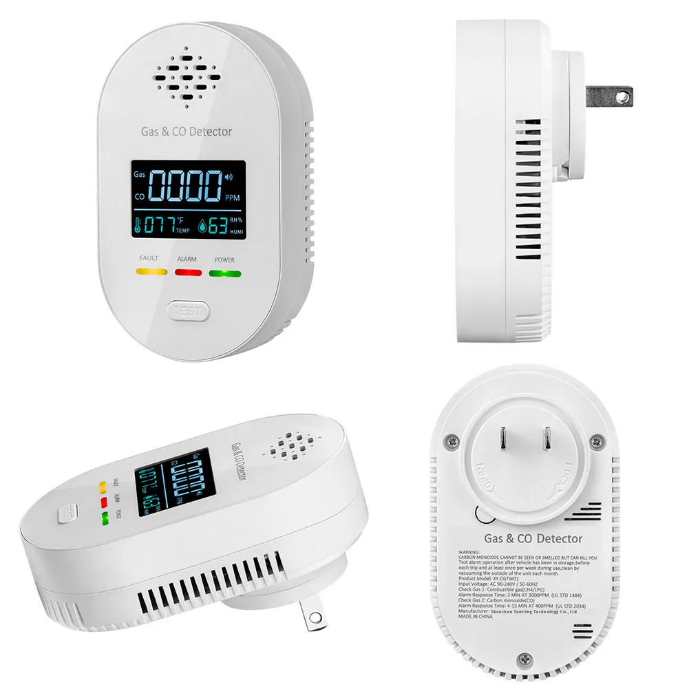 Carbon Monoxide Detector Carbon Monoxide Sensor with Temperature Humidity Display CO and Natural Gas Detector for Outdoor Travel