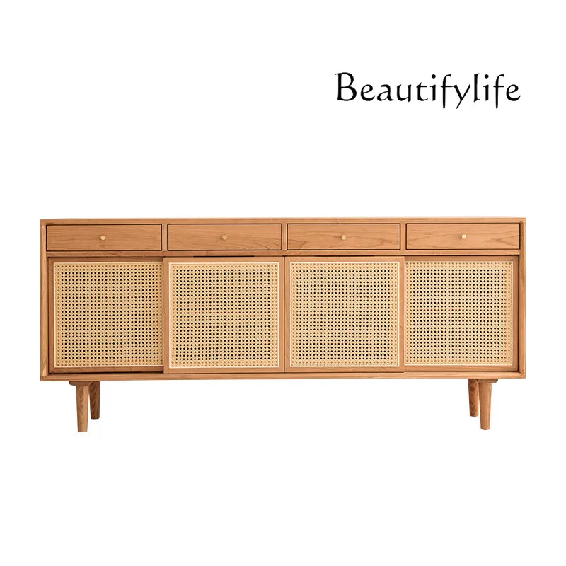 

Nordic Solid Wood Sideboard Entrance Cabinet Japanese Tea Cabinet Internet Celebrity Storage Locker Multifunctional