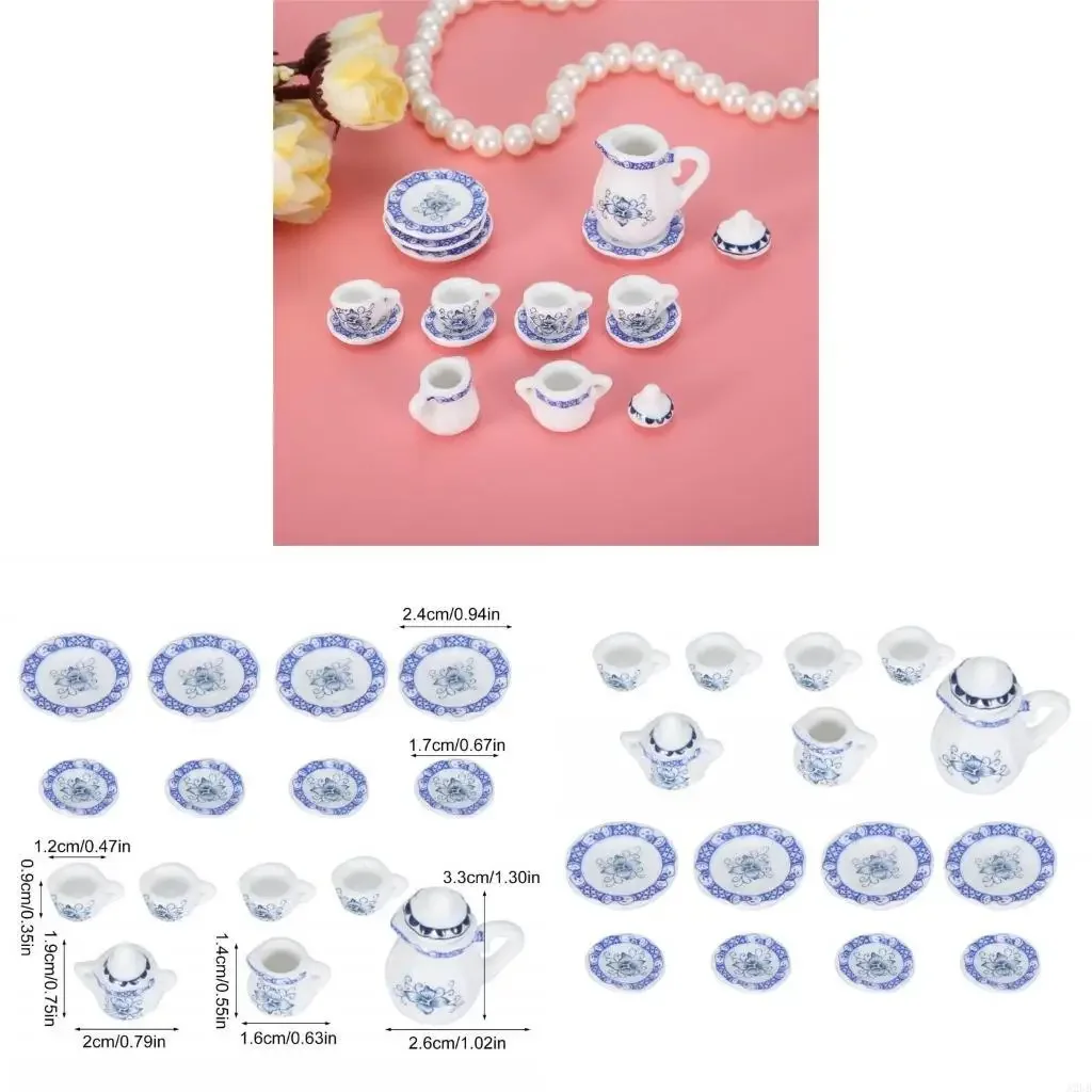 

Практичные аксессуары для кукольных домиков, 15 шт., набор маленьких фарфоровых чашек, портативный для детей, кухонные 15UB