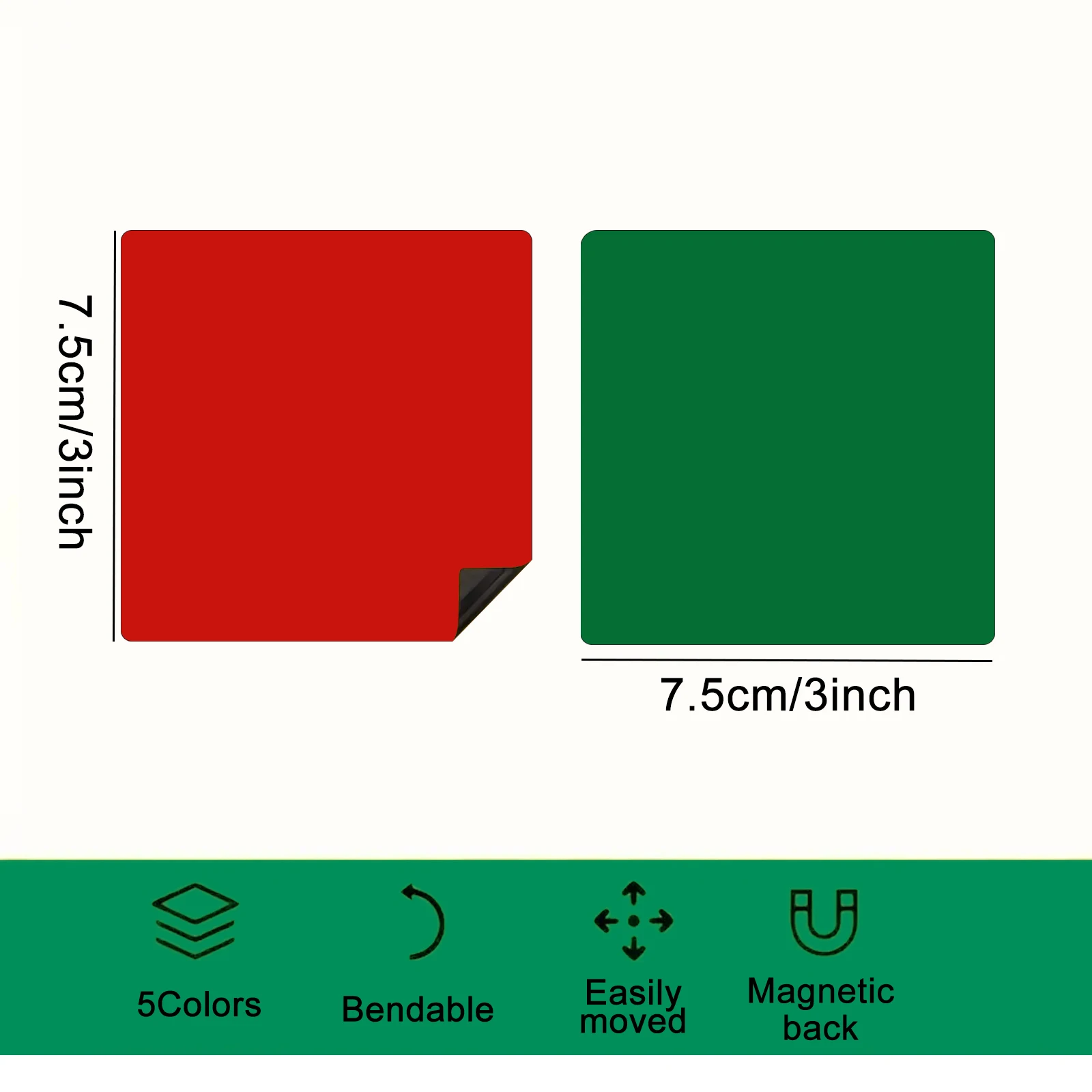 30 Pieces 3"x3" Colorful Magnetic Labels, Waterproof Strips for Fridge Home Office Garage Refrigerator Blank Writable Cards