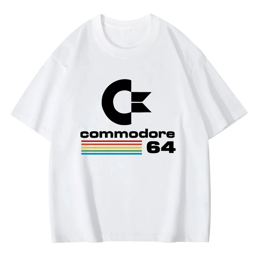 Camiseta con estampado de letras Commodore 64 para hombre, camisetas de algodón a la moda de verano, ropa de calle de diseño Retro fresco Unisex,