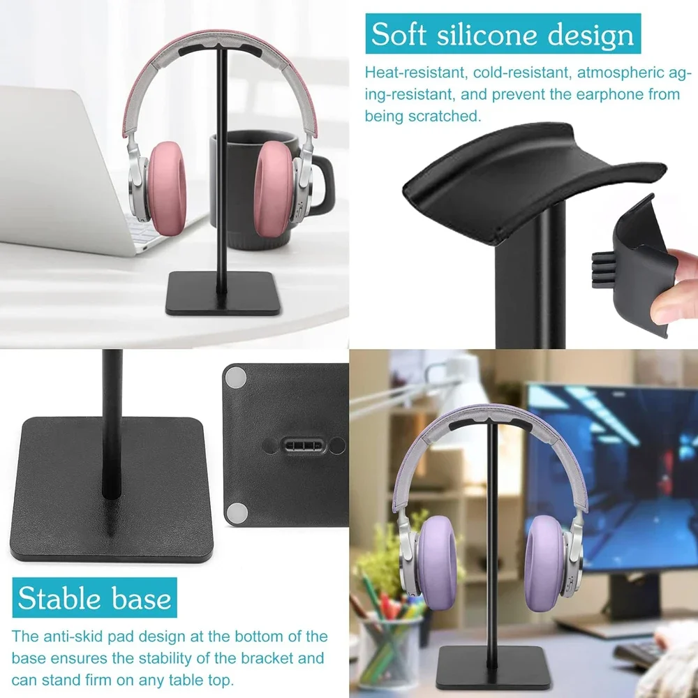 New Aluminium Alloy Metal Headset Stand Holder Headphone Rack Mount Hanger Flexible Earphone Gamer Hanger Display Rack