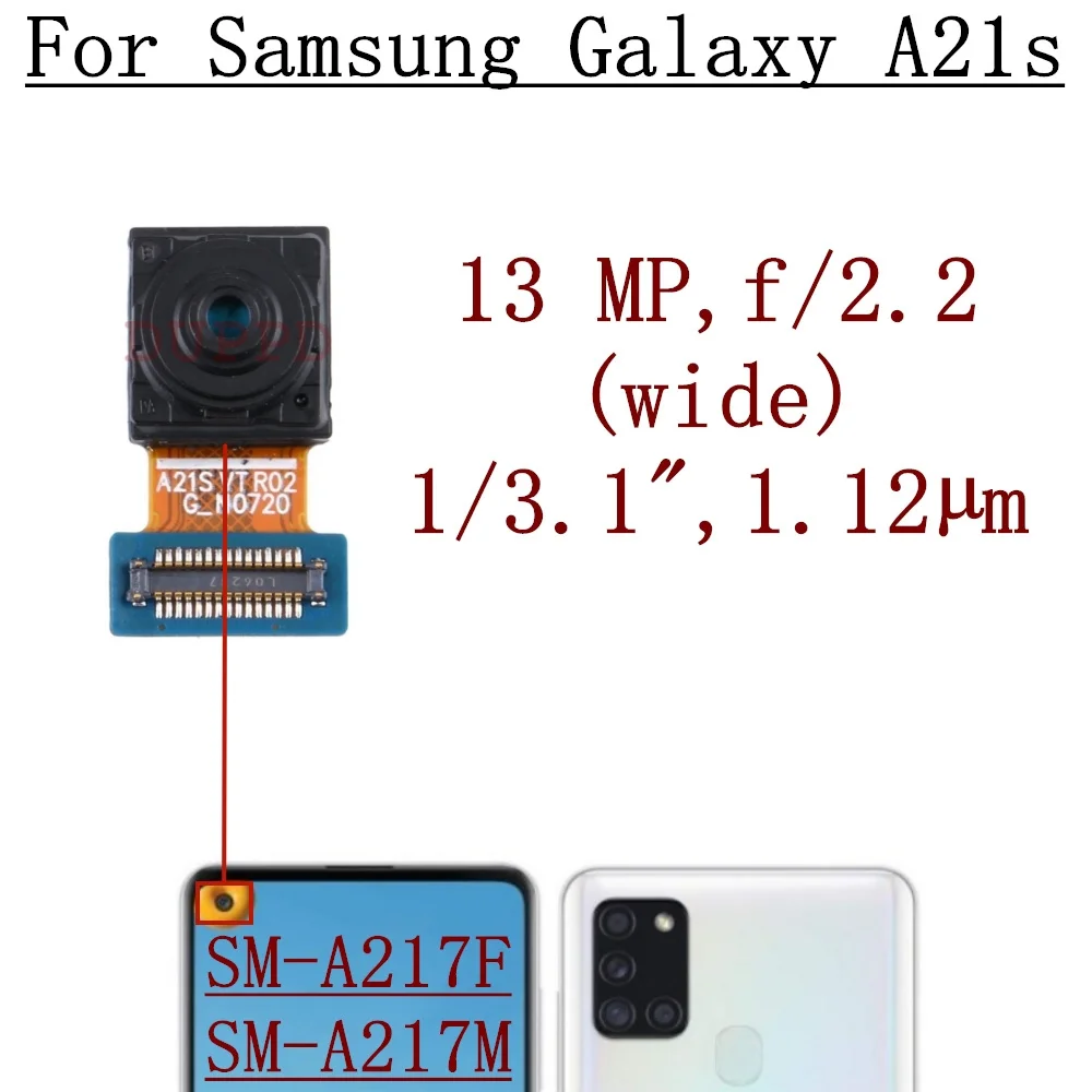 Rear Front Camera For Samsung Galaxy A21s SM-A217F SM-A217M Backside Back Facing Wide Camera Module Replacement Parts