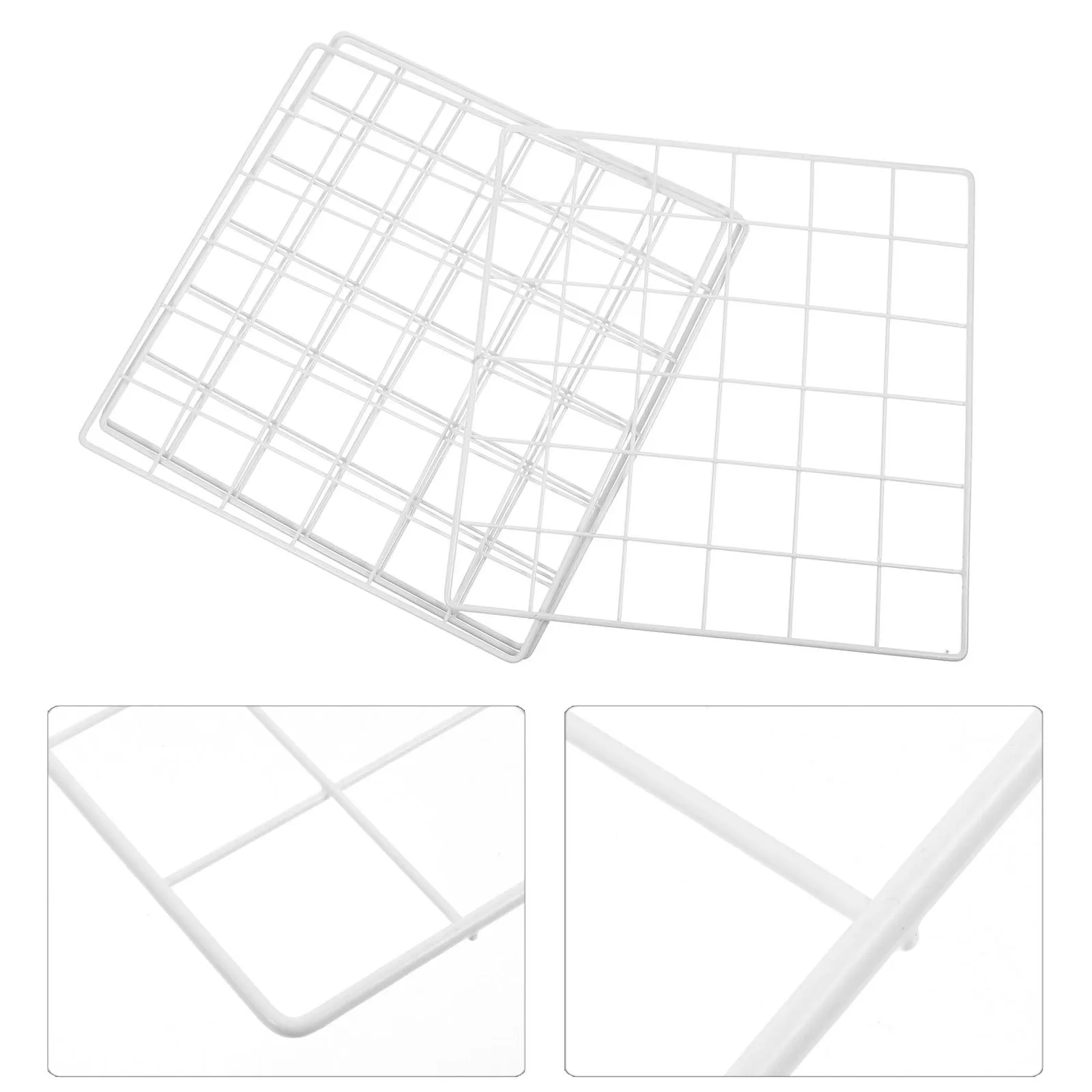 

4Pcs White Metal Grid Wall Panel Display Rack Jewelry Organizer Retail Display Stand Wire Wall Grid Earring Hanger