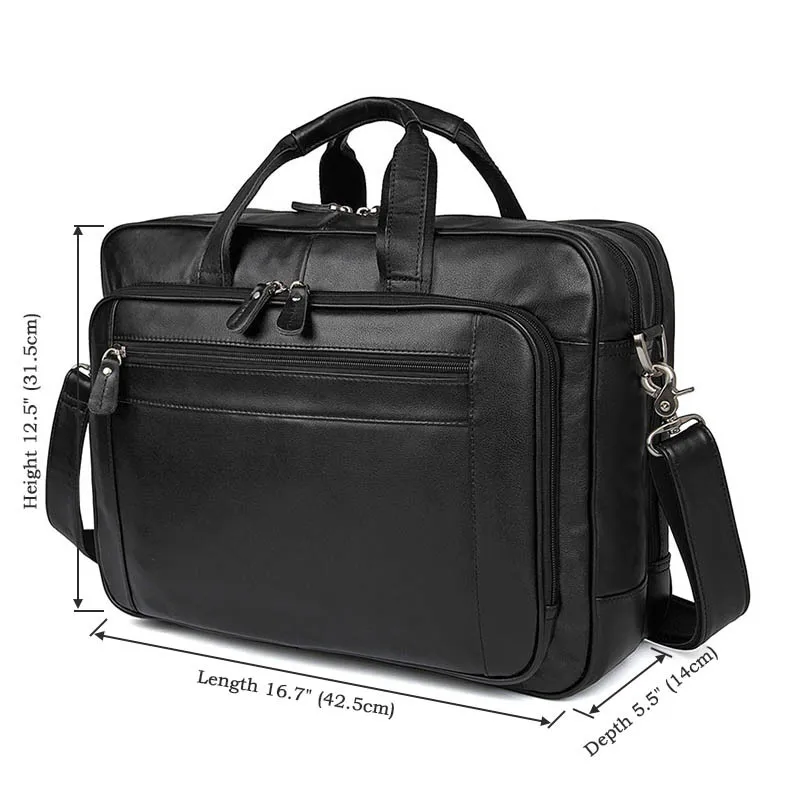 High Quality Genuine Leather Men Briefcase Business Bag Crazy Horse Leather Large 17'inch Laptop Bag Male Portfolio Office Case