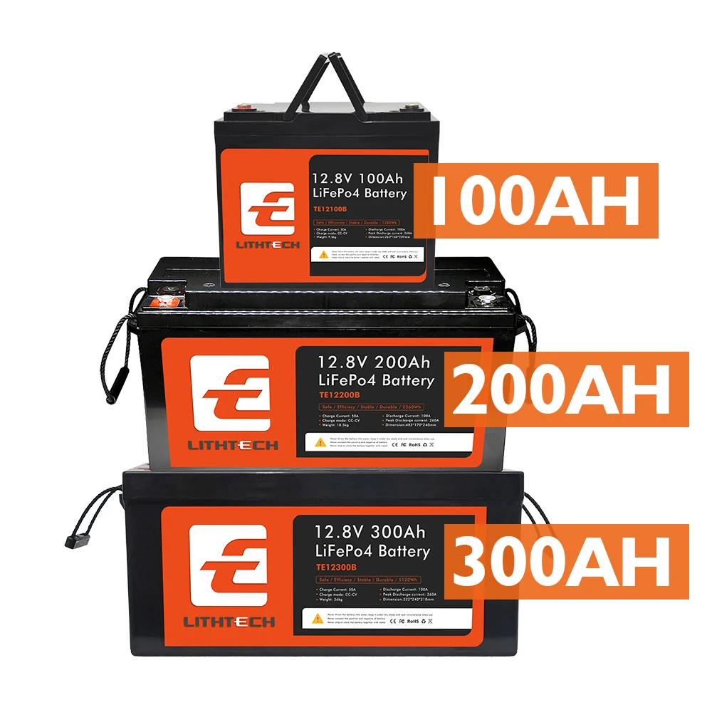 US/EU Stock LiFePO4 Lithium Battery 12V 24V 48V 100Ah 200Ah 300Ah RV Marine Electric Fishing Bait Boat Battery Solar Battery