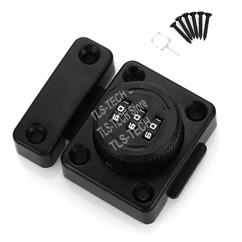 

Дверная защелка шкафа, кодовый замок без ключа, механический 3-значный пароль, замок шкафа для кухонного шкафа, прочный черный P