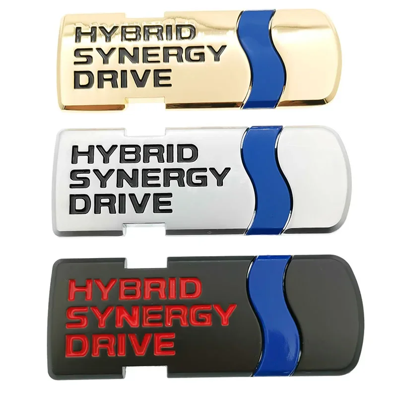 1Pcs 3D Car Styling Hybrid Synergy Drive Metal Car Stickers Emblem Auto Badge Decal For Toyota Prius Camry Crown Auris Rav4s Car