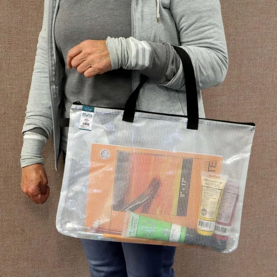 Bolsa de malha Pro Art Vinyl de 12 polegadas x 16 polegadas com zíper e alça transbrilcente