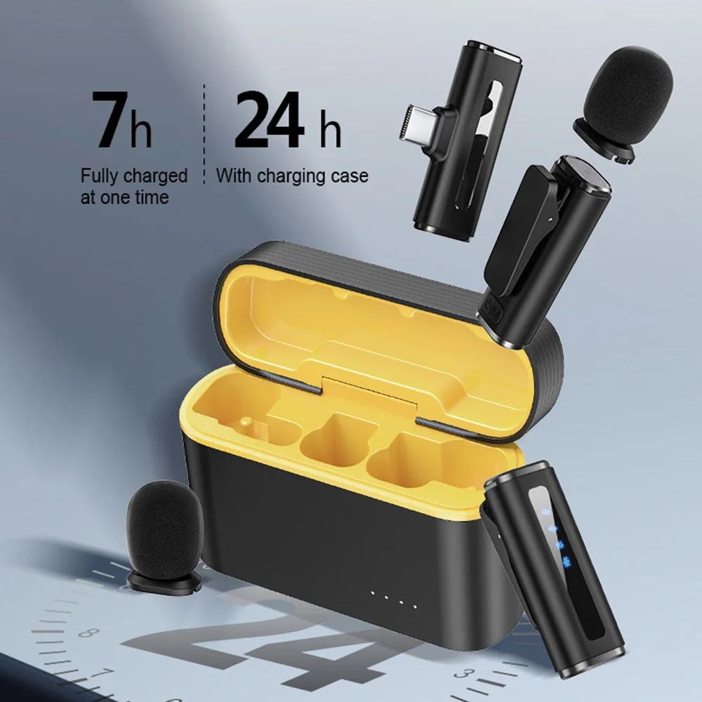 Lavalier Wireless Microphone for Phone Professional Lapel Microphone with Charging Box Noise Reduction for Recording Android IOS