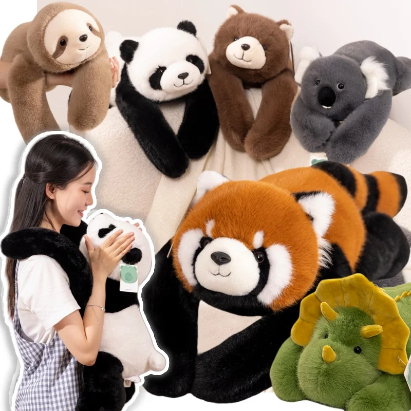 

30-65cm High Quality Plush Animals Raccoon Throw Pillow Soft Long-arm Dinosaur Sloth Panda Koala Plush Toy Cushion Home Decor