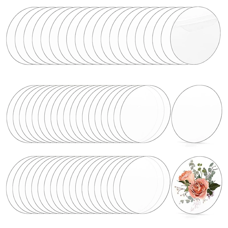 ABMR-60 Pcs 4 Inch Clear Circle Acrylic Sheet, Round Acrylic Disc, Clear Acrylic Ornament Blanks For DIY Projects