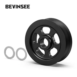 BEVINSEE LS 3'' OD Billet Aluminum Overdrive Alternator Pulley 6 Rib for LS1 LS2 LS3 LS6 for Truck SUV V8 models 1999-2003