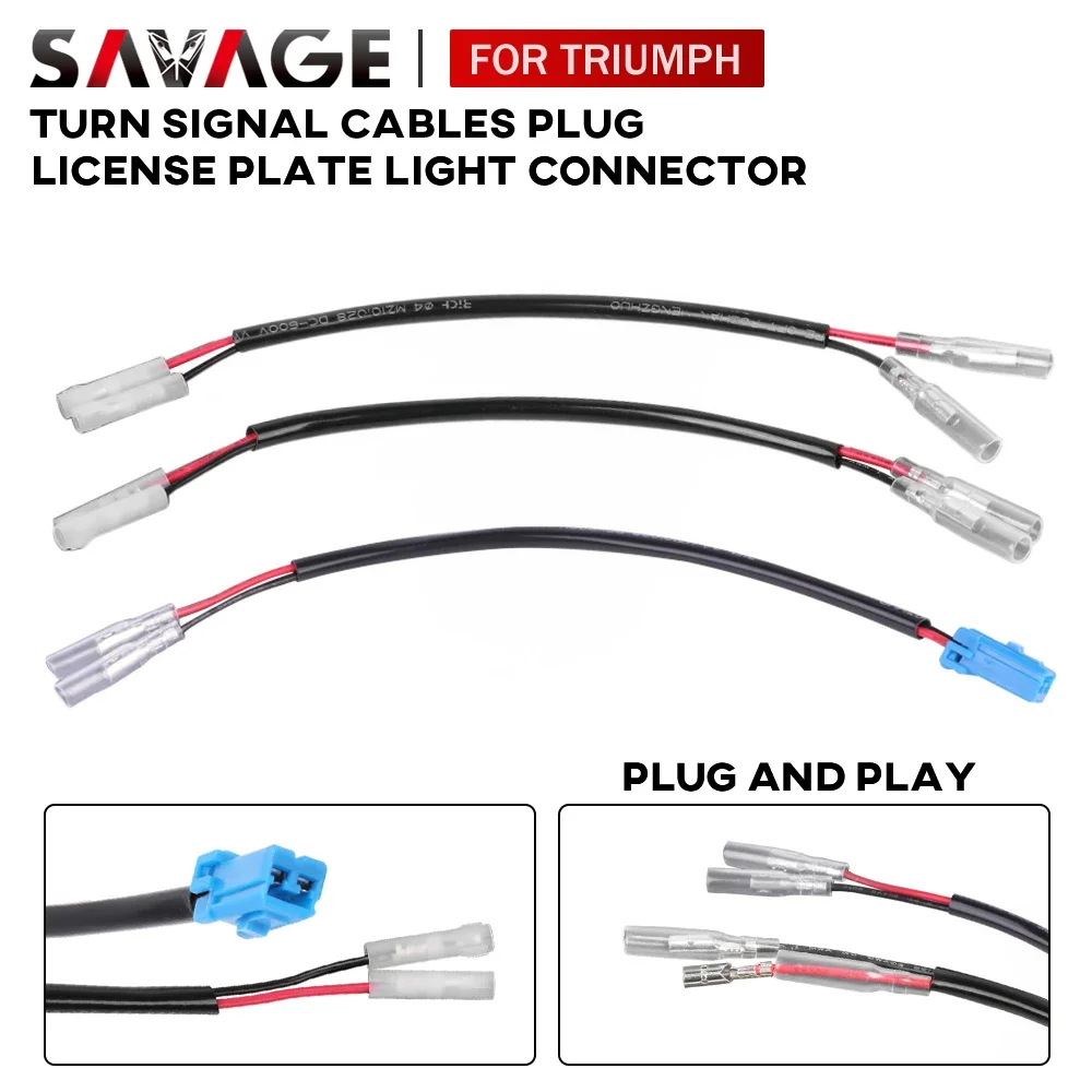 For Street Triple 765 S/R/RS 1050 Daytona 675 Tiger 1200 900 800 LED Turn Signal Cable Plug Connector License Plate Light Wire