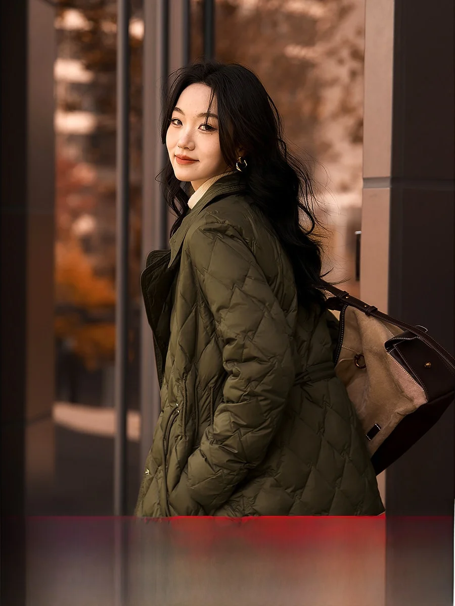 

Slimming Goose down Jaet Lightweight Casual Handmade ort Sle Dstring Waist Design Warm for Winter by Xhange