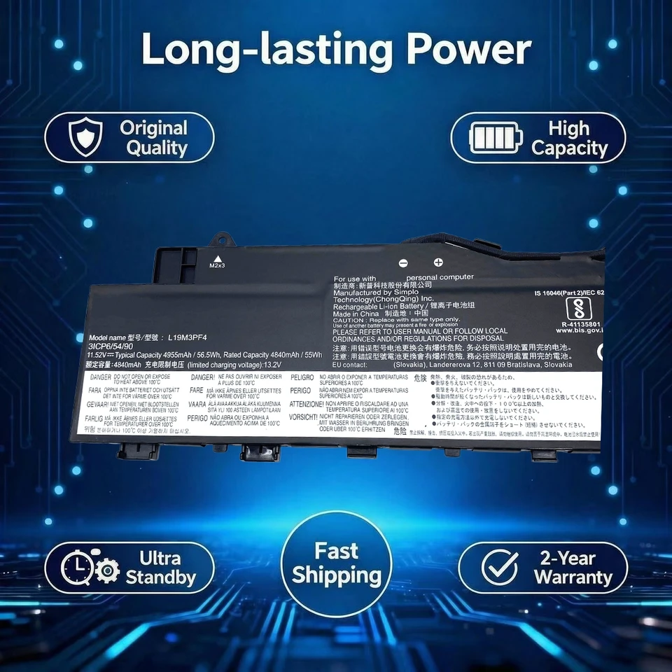Lenovo IdeaPad 5 Battery L19M3PF4 4955mAh 11.52V