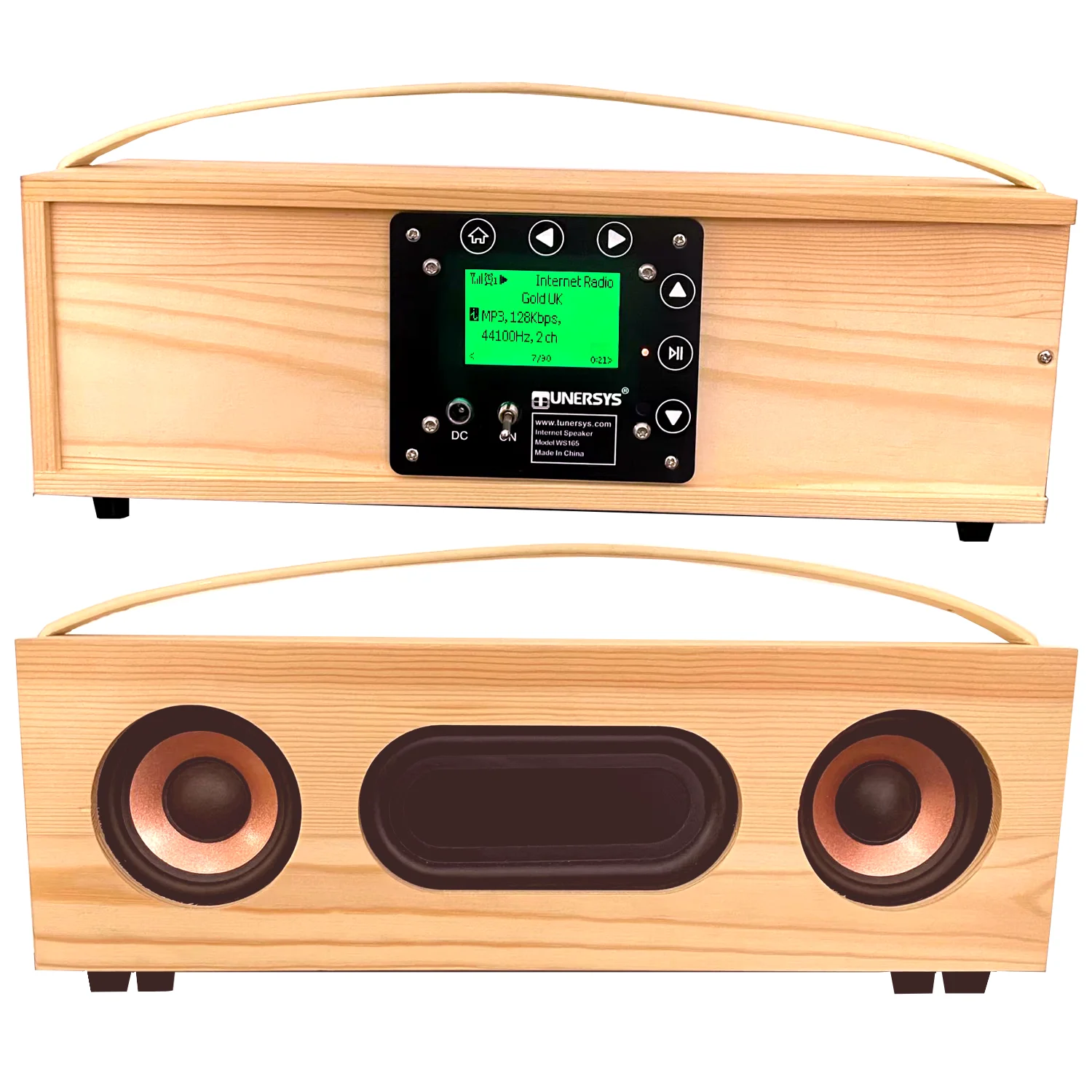 

Portable Radio Internet Wifi Speaker Wood Vintage Network HiFi Stereo with 3000mA Large Capacity Battery Wireless Blue -tooth