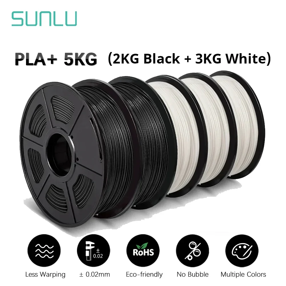 SUNLU 5KG PLAPLUS Filament 1.75MM Neatly Arranged No Knots No Bubble Eco-Friendly Non-Toxic Odorless Bright Color Good Toughness