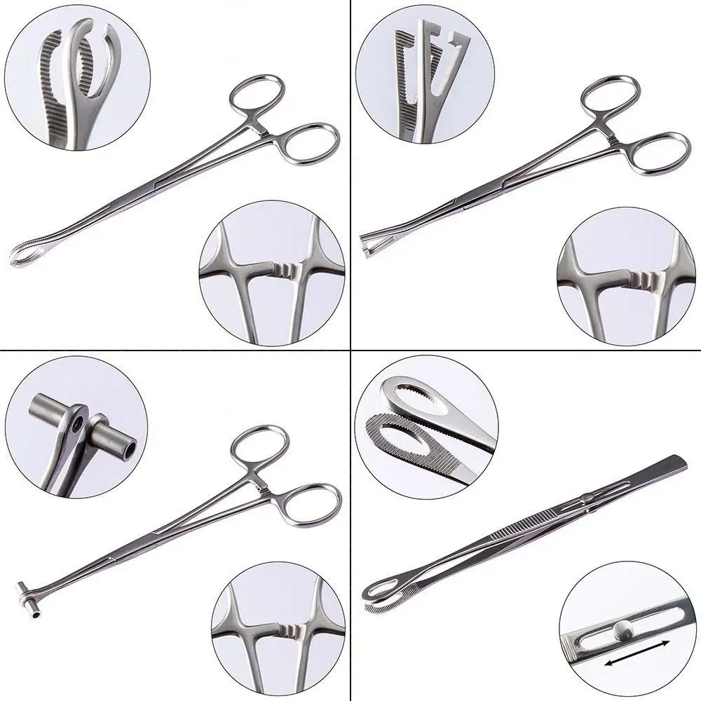 Werkzeuge, Piercing-Werkzeug, Dreieckiges Körper-Schmuck-Werkzeug, Einweg-Professionelles Werkzeug, Piercing-Klemme aus Edelstahl – Detail 11