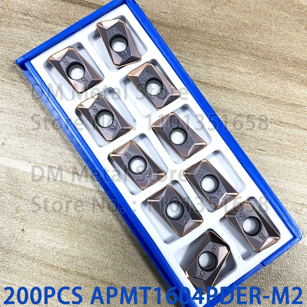 200PCS APMT1604PDER-M2 Carbide Blade Milling Inserts Tools APMT 1604 M2 CNC Lathe Indexable Milling Turning Cutter Cutting Tools