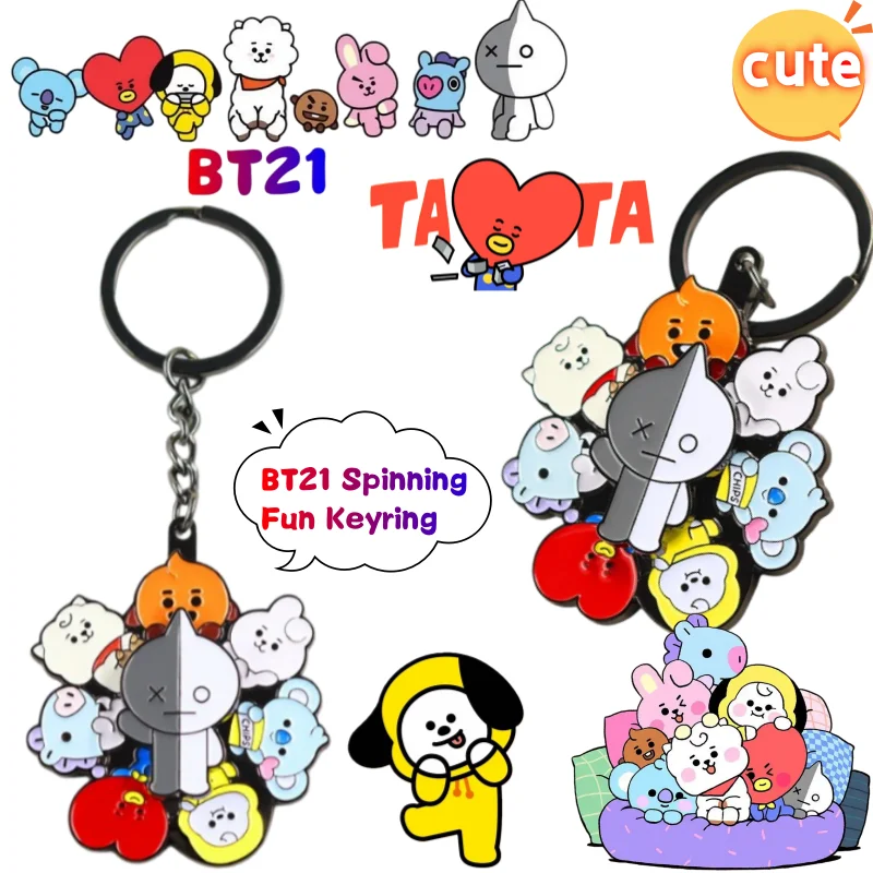 

Новый брелок BT21 Koya RJ Shooky Tata Cooky с ярким мультяшным принтом, креативный вращающийся забавный брелок-подвеска, изысканный кулон