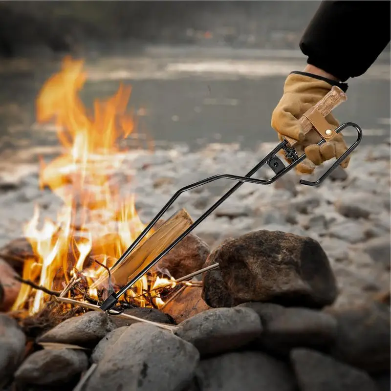 Camping Fire Tongs 3 In1 Fire Tongs Fire Stick Fire Hook Fire Log Grabber Portable Fire Pit Tongs For Camping BBQ Bonfire Tools