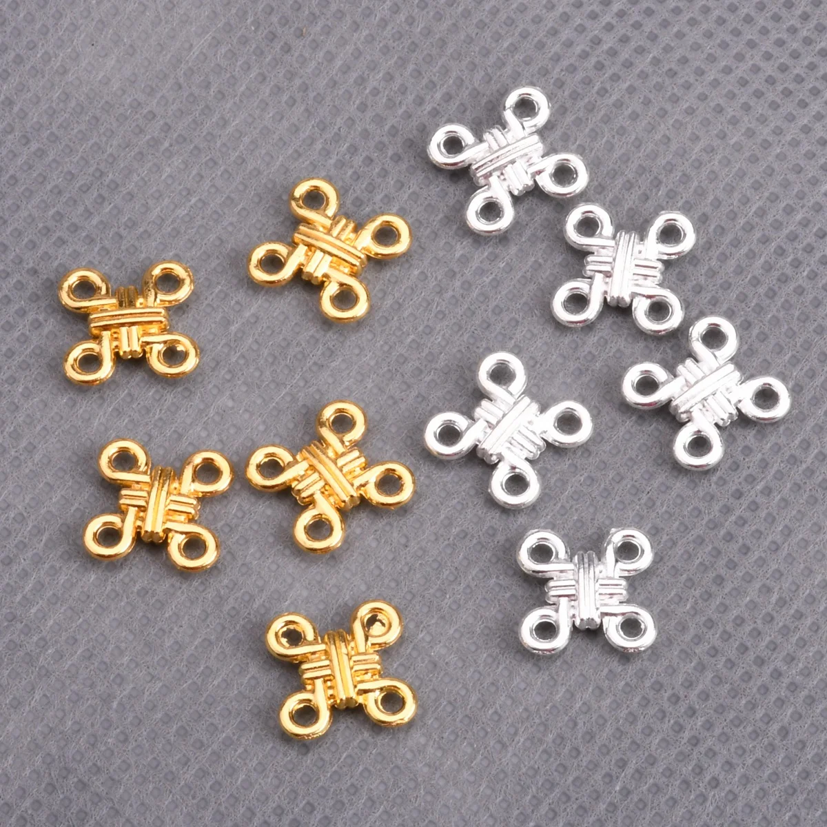 10pcs 12mm Cross Knot Shape Plated Gold/Silver Color Metal Bails Pendants Connectors For DIY Earrings Jewelry Making Findings