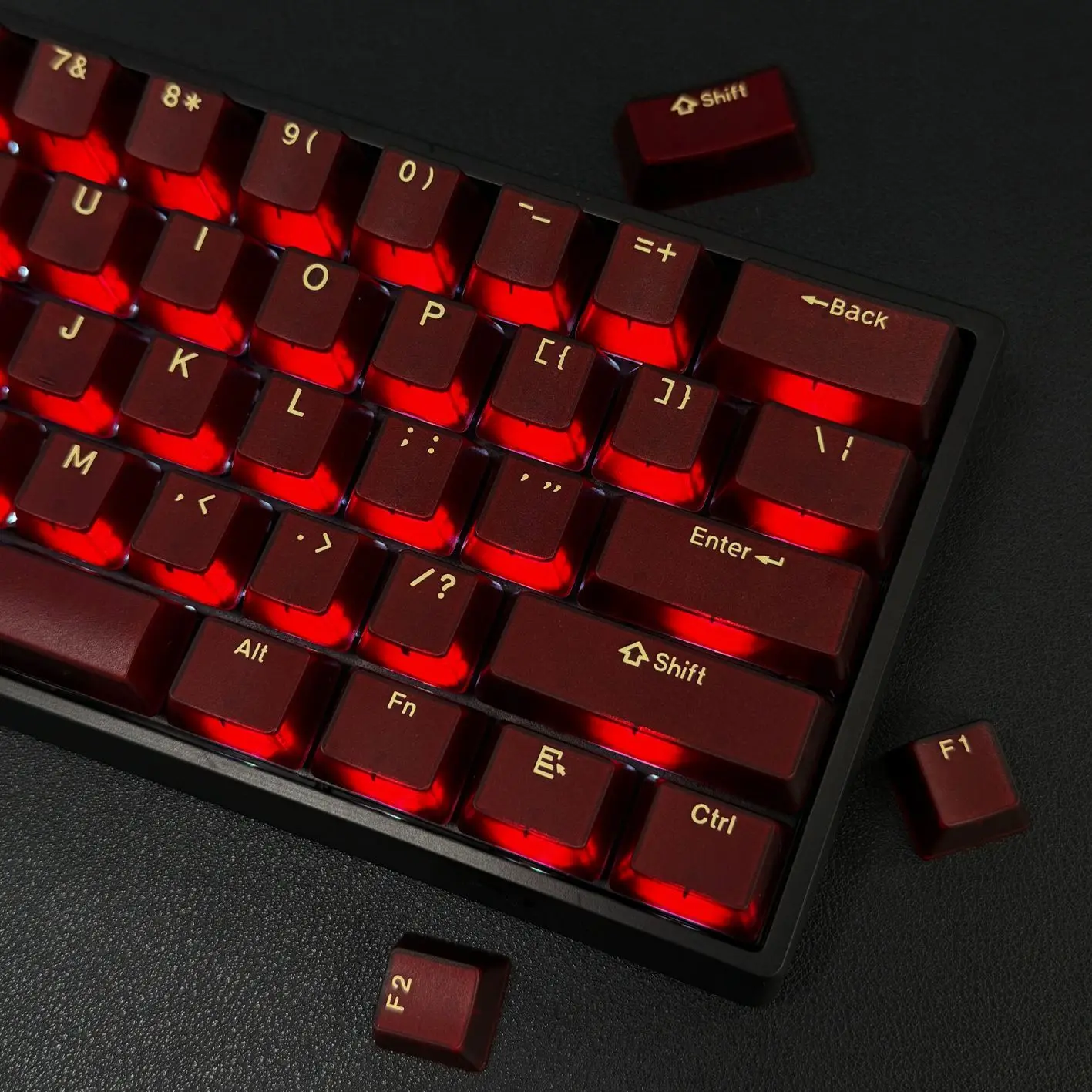 114-клавишные красные полупрозрачные колпачки для клавиш с RGB-подсветкой, колпачки для клавиш Doule Shot PBT, прозрачные колпачки для клавиш Pudding, OEM-профиль для переключателей MX, клавиатуры