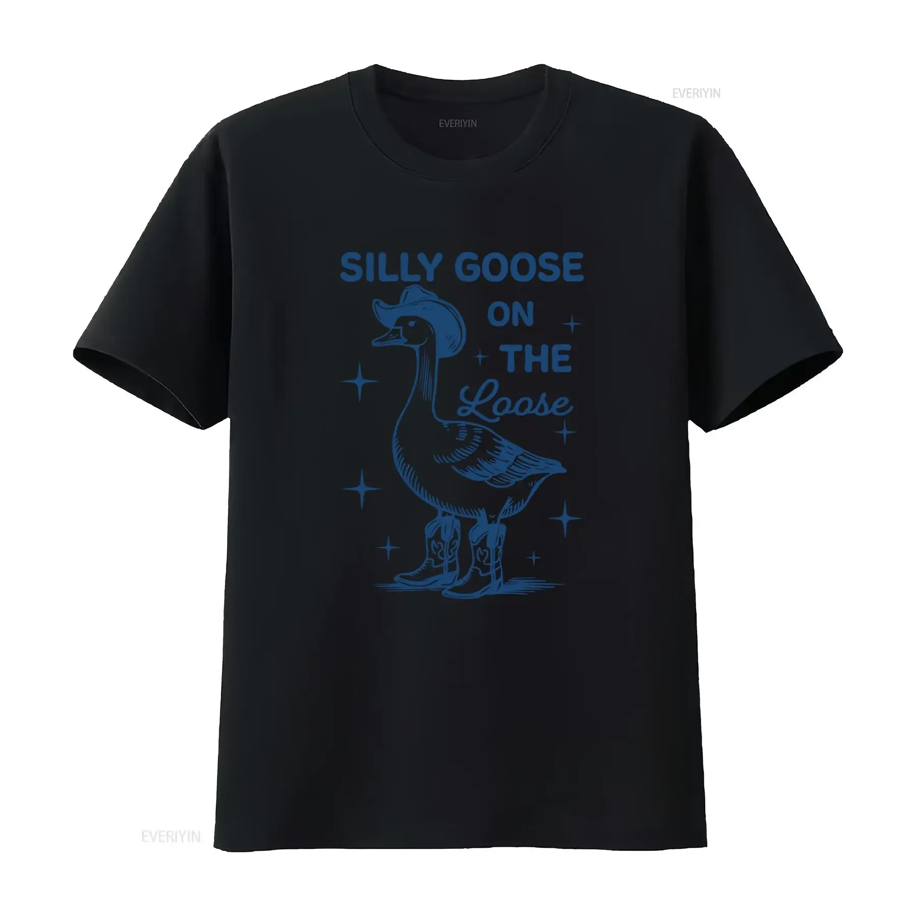 Vintage Funny Silly Goose On The Loose Cowboy Western Print Casual T Shirt vintage Washed Soft Top For Everyday Wear Stretched