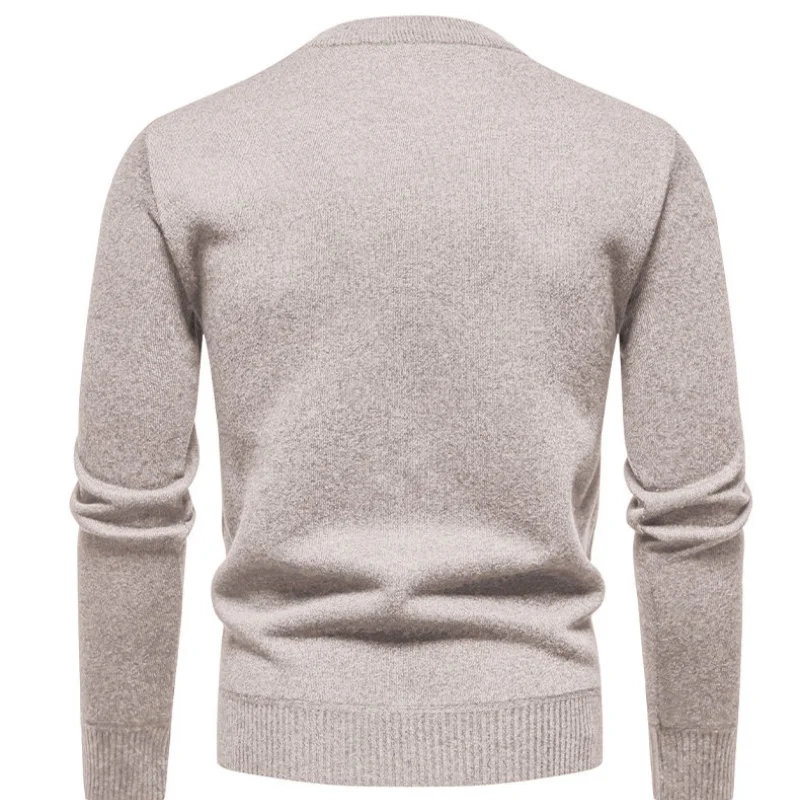 Suéteres de punto ajustados a la moda geométrica de Color sólido para hombre, suéter de punto informal cálido para hombre, jerséis de punto gruesos para Otoño e Invierno