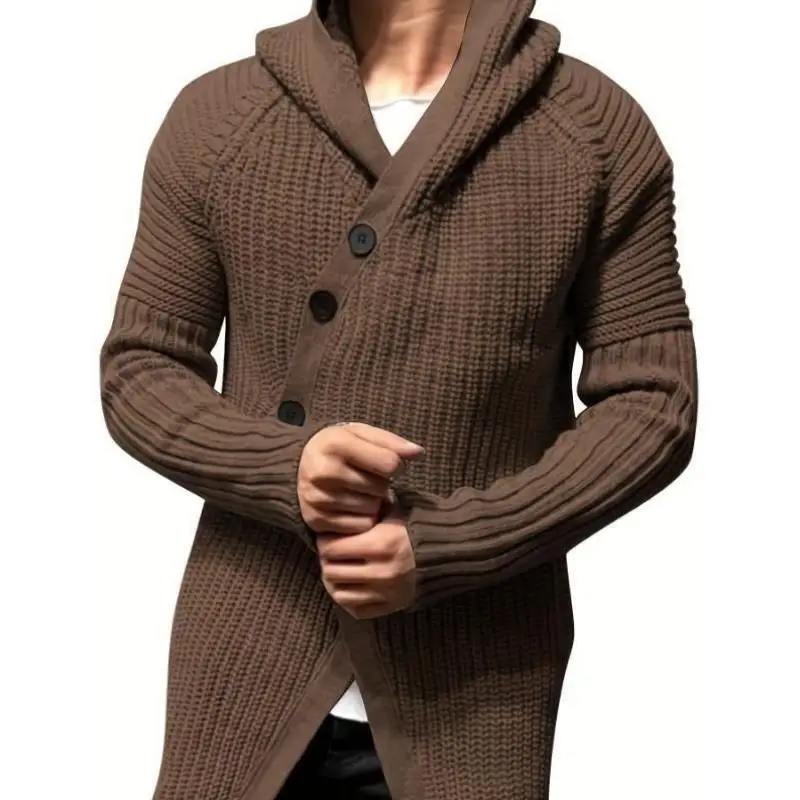

Men's Knitted Cardigan Long Open Sweater Q 34 New Cross-Border Sle Coolmax Fiber Collar Nine Sve Length Ciwalk